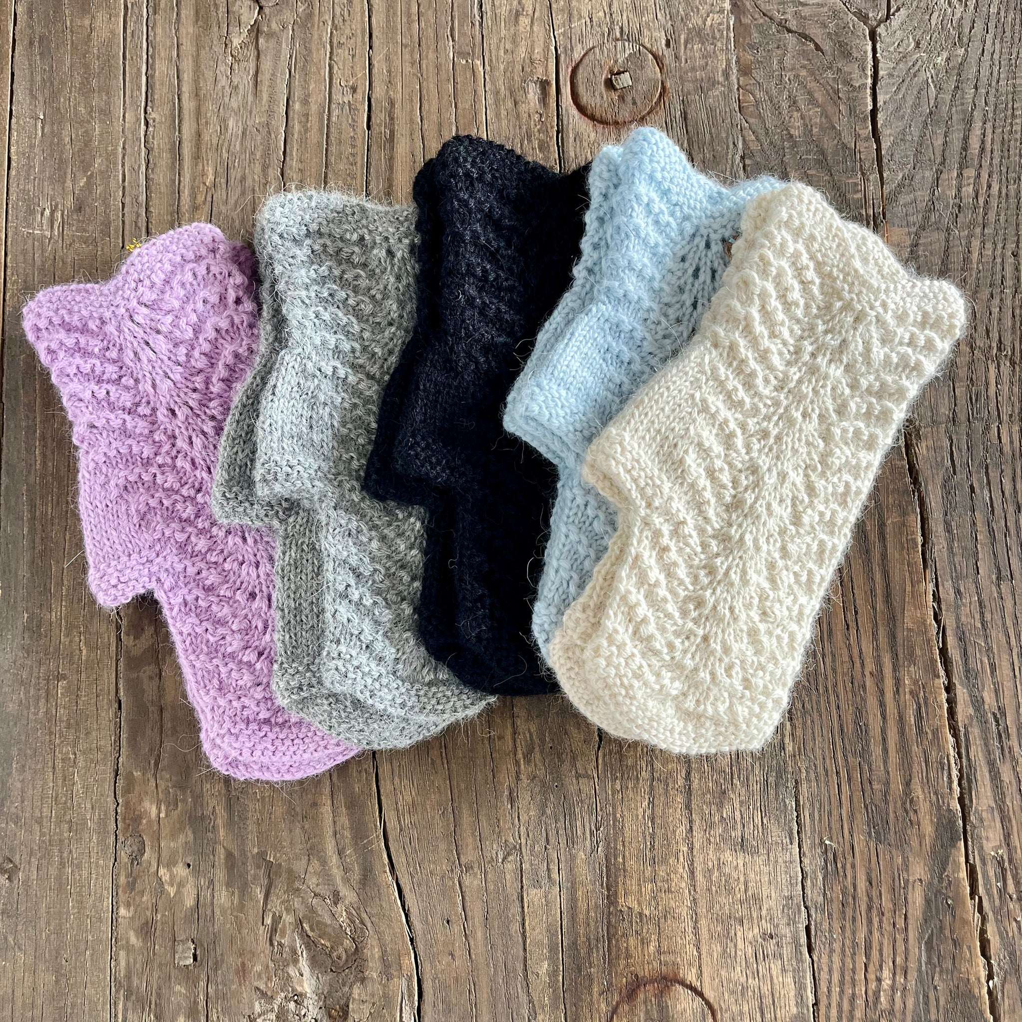 Scallop Knit Fingerless Gloves- 100% Alpaca
