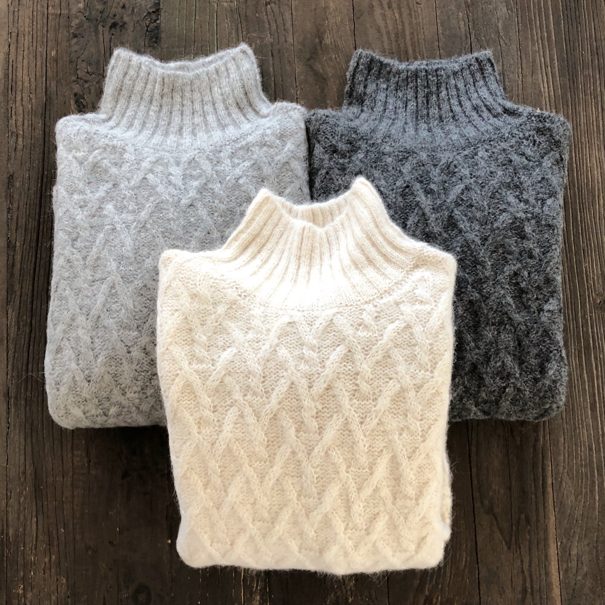 Lattice Cable Mock Turtleneck Sweater